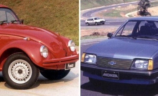 Saiba quanto custam hoje os carros antigos que já foram líderes de vendas (Imagens: Divulgação/Volkswagen e Divulgação/Chevrolet)